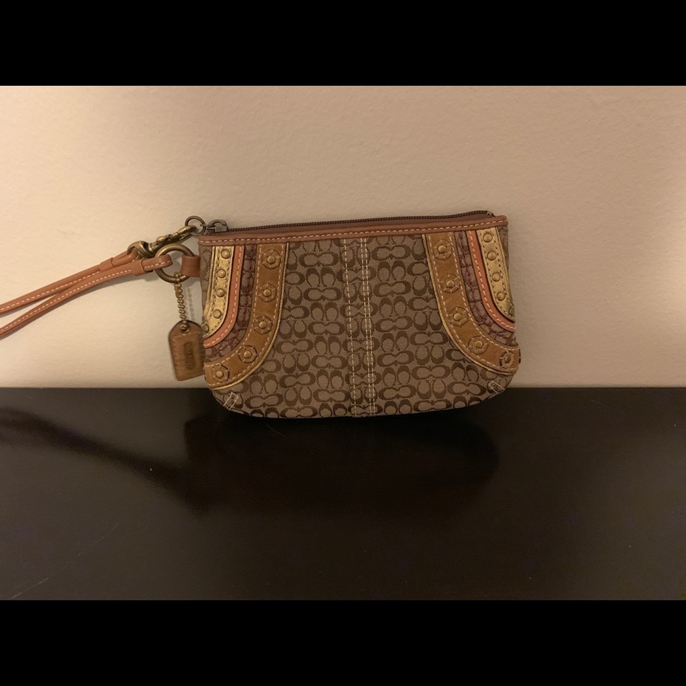 Authentic Coach logo wristlet